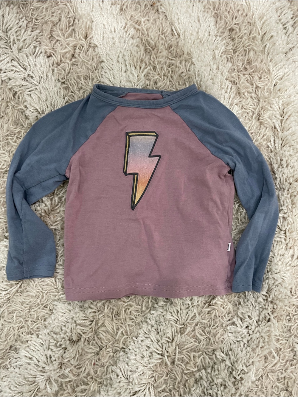 Little Sleepies Mauve/Pewter Lightning Bolt Raglan Shirt